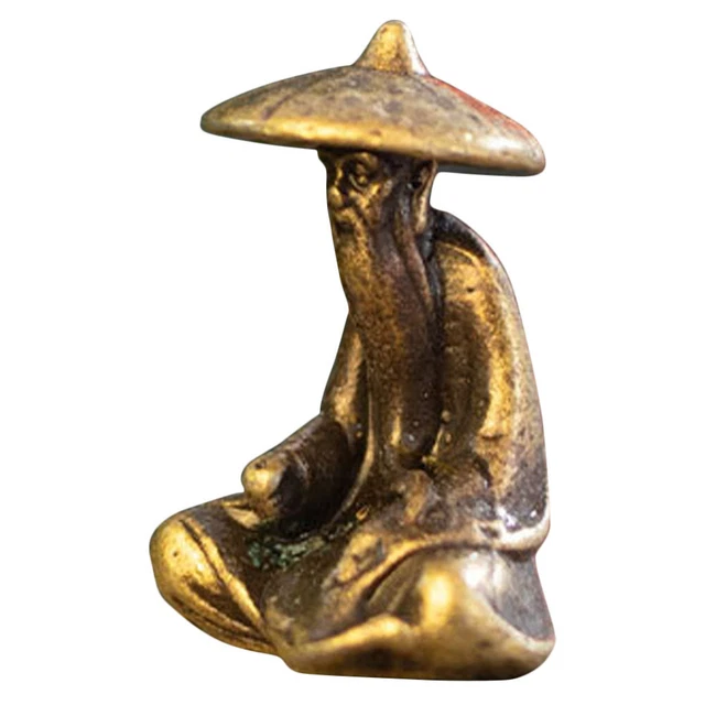Figurine Vintage Pêcheur Doré - Statue Homme Poisson - Déco Rétro