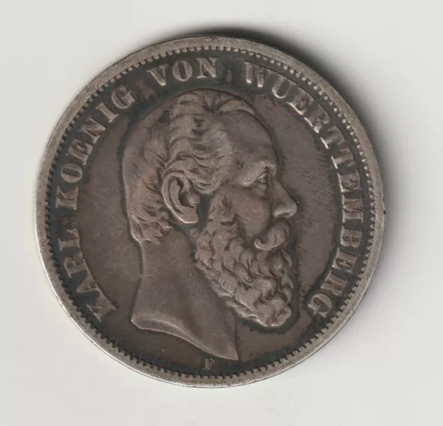 Monnaie, Staaten Deutsche, Karl I Württemberg, 5 Mark, 1876 F