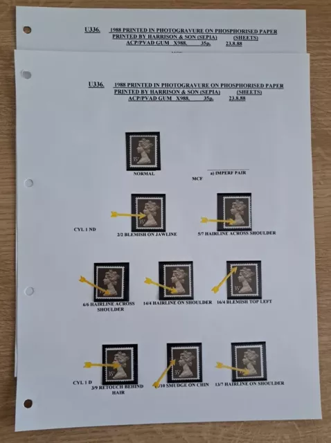 GB UM DEFINITIVE MACHIN PAGES MCFs 35p X988 23.8.88 Cyl 1 Dot & No Dot