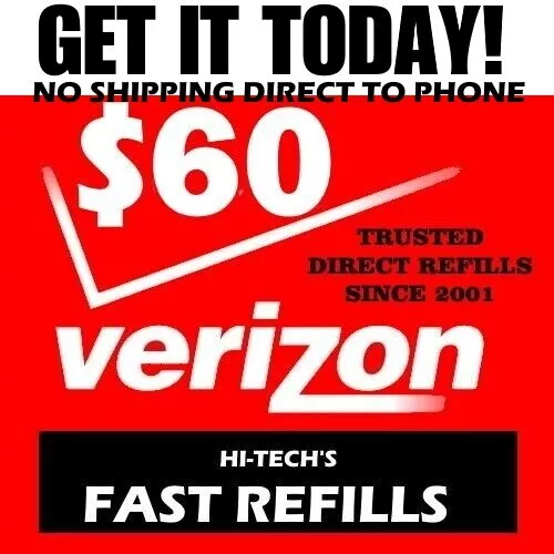 $60 Verizon Prepaid 💥 Direct To Phone 💥Online Refill ✅ Get It Today!