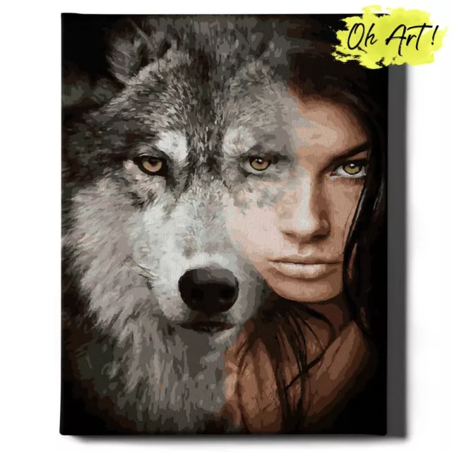 Oh Art! Premium 40x50cm Leinwand Malen nach Zahlen Erwachsene mit Rahmen Wölfe