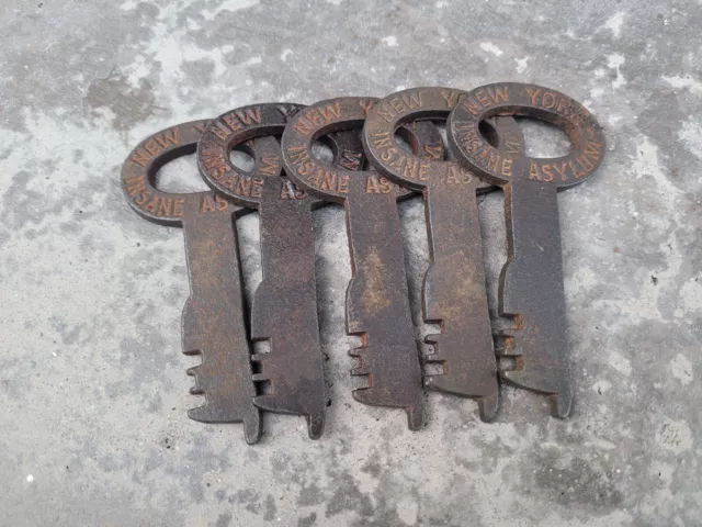 5 Pack New York Insane Asylum Cast Iron Jail Cell 3.5" Keys 3