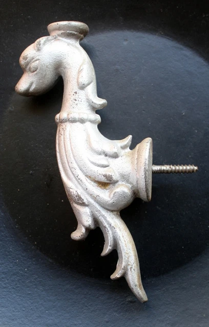 2 availble Vintage Old HEAVY Cast Iron Floor Mounted Door Stop Stopper Coat Hook