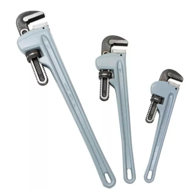 3 pc Set Plumbers Aluminum Pipe Wrench (14", 18" & 24") by ContractorsX