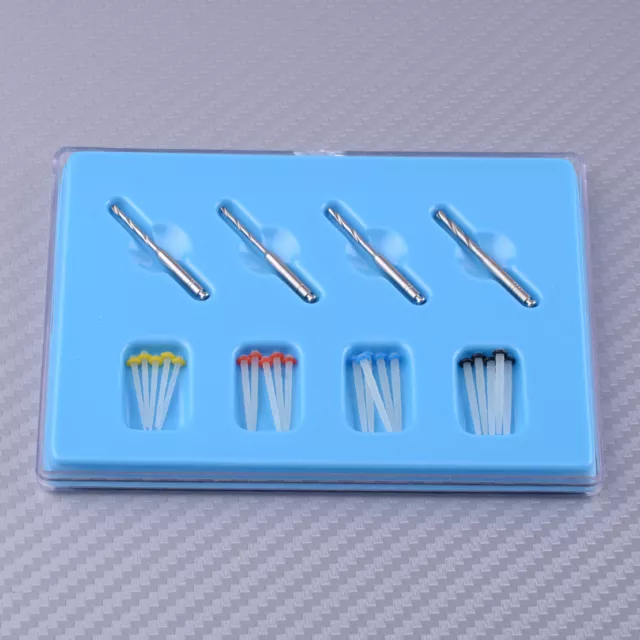 Quartz Screw Thread Color Dental Fiber Set 20 pcs Fiber Post + 4 Drills Discolor