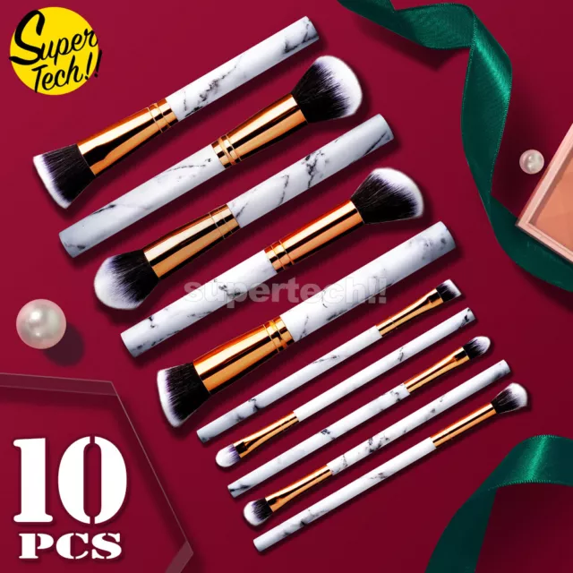 10pcs Kabuki Brush Makeup Eyeshadow Brushes Set Foundation Blusher Face Powder