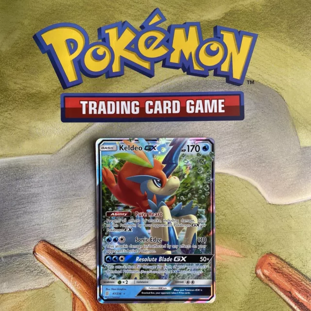 Keldeo GX 47/236 Unified Minds Pokémon TCG halbe Kunst Holo-Karte