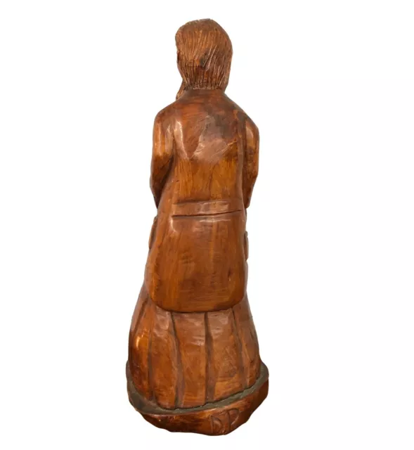 Scultura lignea artigianale figura religiosa altezza 40cm diam base 15cm 2