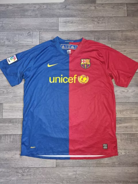 Nike FC Barcelona Barca 2008 2009 08/09 Home Treble Shirt Jersey XL Extra Large.