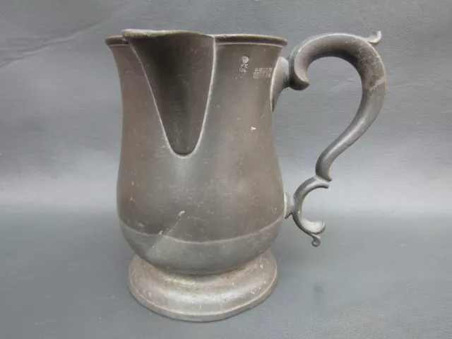 Antique pewter Quart tankard jug by James Yates