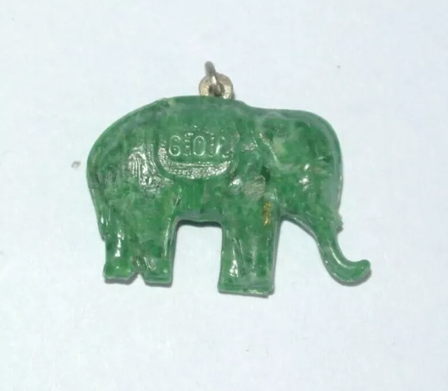 1930's Green Plastic GOP ELEPHANT Republican Political Campaign Pendant Charm