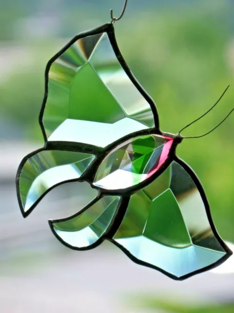 Bleiverglasung, Suncatcher, Fensterbild, Facetten- Schmetterling in Tiffany