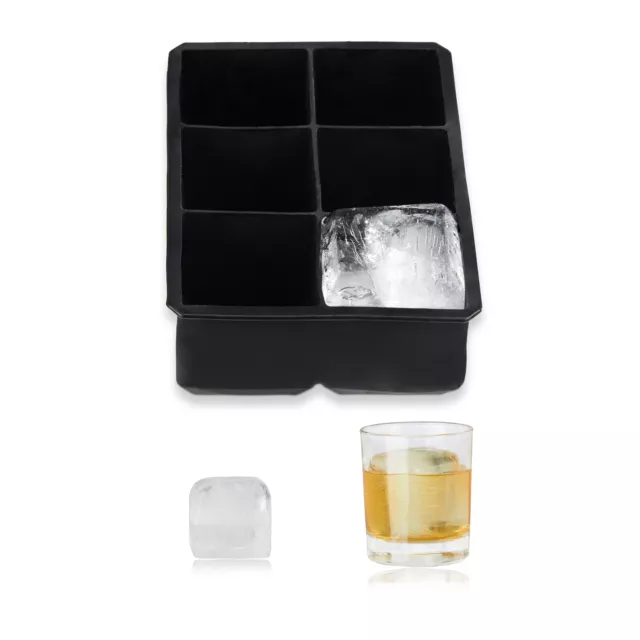 Bac à glaçons, lot de 2 grands moules à glaçons XXL en silicone de 5,1 cm  avec couvercles, pour whisky, cocktails et vin (noir) 