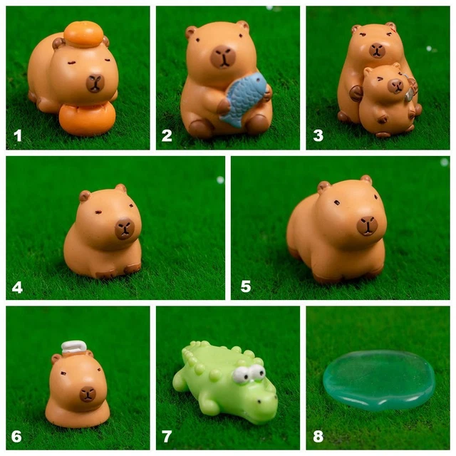 Set De 19 Mini Capybaras De Resina, Figuras Adorables Para Decorar Tartas, Acuarios Y Paisajes En Miniatura