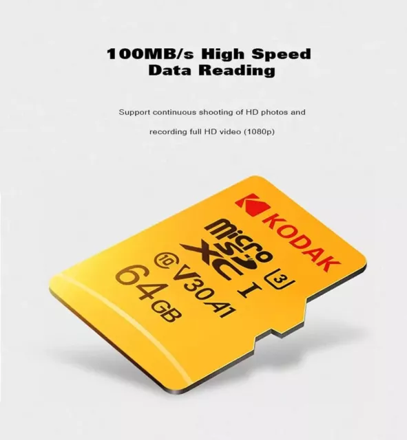 Kodak Micro SD Card Memory card Class 10 64GB U3 4K High Speed Flash memory (T)