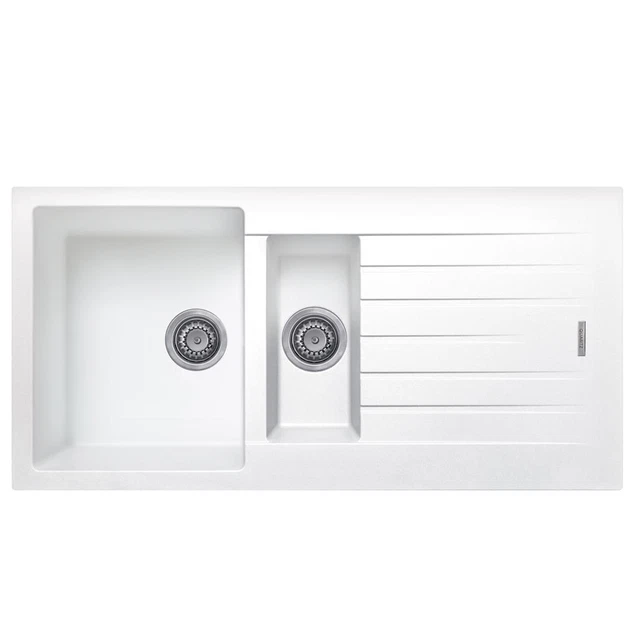 Fregadero de cocina Liquida LG150WH 1.5 tazón reversible granito blanco