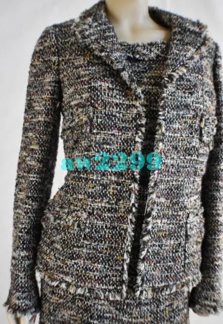 CHANEL 10A $8,400 Paris Shanghai Black Lesage Braid Tweed Jacket