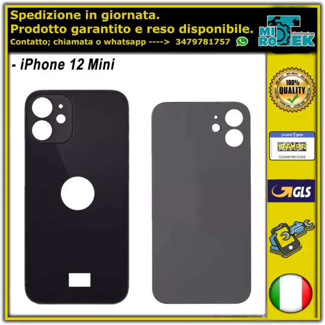 Back Cover Scocca Vetro Posteriore Per Iphone 12 Mini Big Hole Ce Eu Nero Black