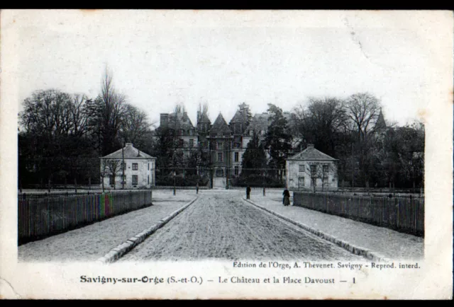 SAVIGNY-sur-ORGE (91) CHATEAU & Place DAVOUST animés en 1914