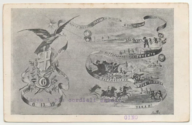 Cartolina antica militare: 6°REGGIMENTO BERSAGLIERI, 6°,13°e 19° BATTAGLIONE