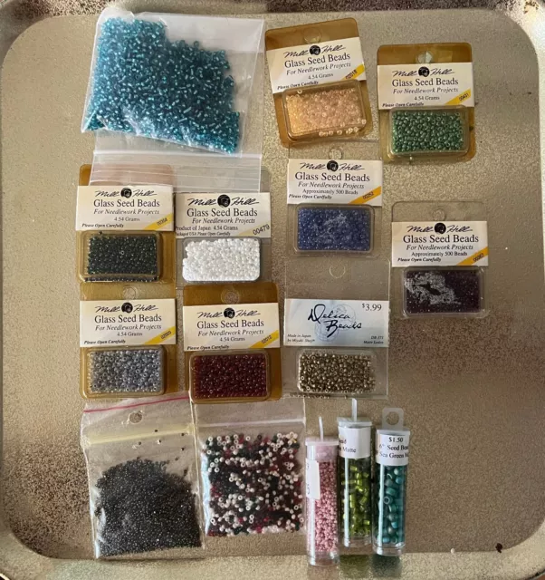 Seed beads, Delica beads, Mostly unopened, Lot of 15 packages