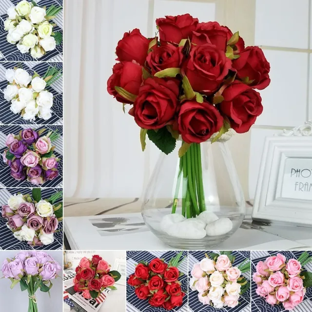 Lot de 12 fleurs roses en soie artificielle r??aliste pour mariage et f??te