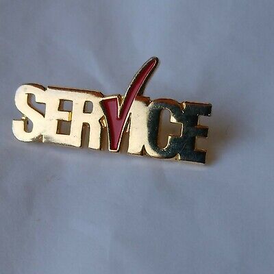 Service Lapel Hat Jacket Pin Gold Color Metal Red Check For Letter V Block Font