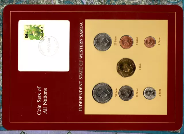 Coin Sets of All Nations W. Samoa UNC 1,2,5,10,20,50 Sene 1974 Tala 1984 14MAY84
