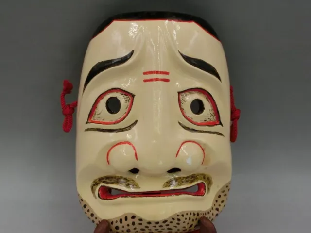 Giapponese Vintage IN Legno Noh Maschera ”松尾明神” Matsunoo-Myojin Kagura Maschera