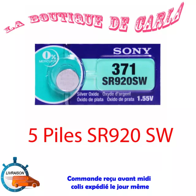 5 PILES Batterie de Montre Sony 371 SR920SW 920 1.55V