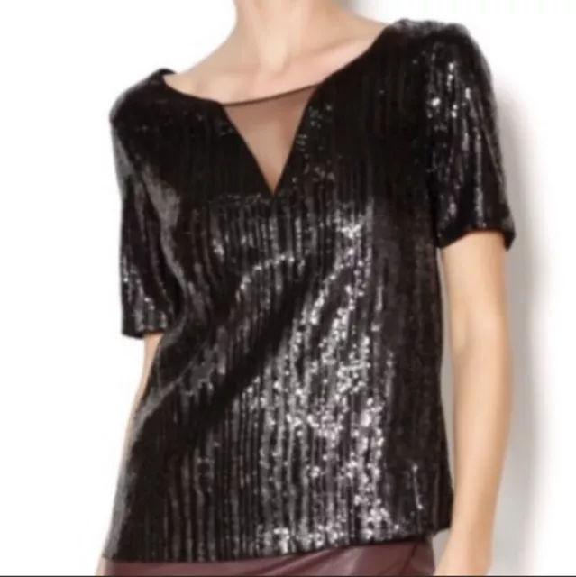 Ella Moss New Without Tag Sequin Black Blouse