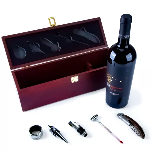 Geschenkbox Weinkiste Weinset Wein Holzkiste Box Flaschenöffner Schatulle Set 2