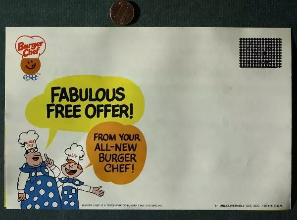1973 BURGER CHEF & Jeff Fast Food Restaurant Free Super Shef Coupon Mailer  CUTE- $15.99 - PicClick