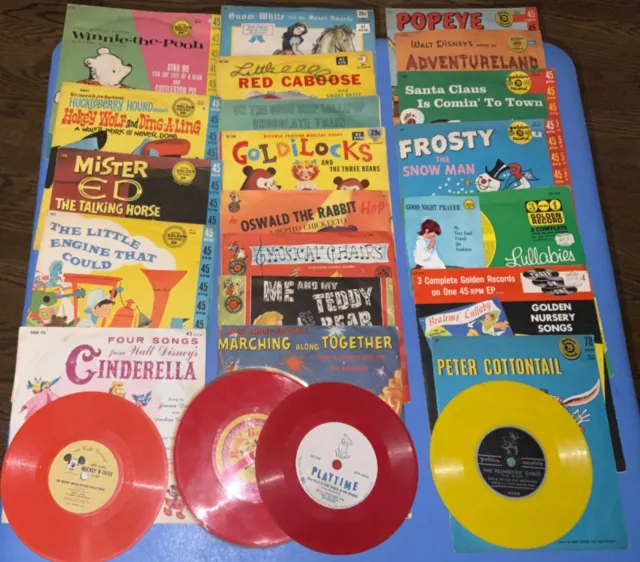 Lot of 24 Childrens Kids 45 RPM~Golden Peter Pan Cricket Mickey Club Records