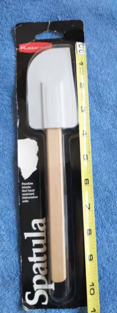 Vtg Rubbermaid Spatula, Wood Handle USA White Kitchen NOS sealed pk, #1901, 1987