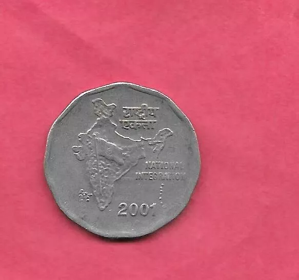 India Indian Km121.5 2001 H  Uncirculated-Unc Mint 2 Rupees Coin