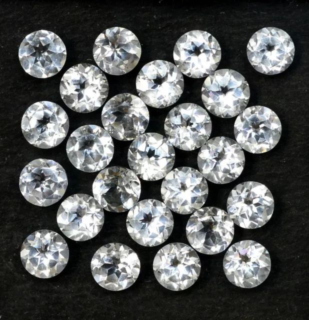 Natural White Topaz 4 MM Round Cut Loose Faceted AAA Brazilian Gemstone Lot