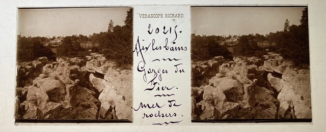 AIX LES BAIN ROCHERS GLASS PLATE 45x107 STEREOSCOPIC VIEW VERASCOPE RICHARD
