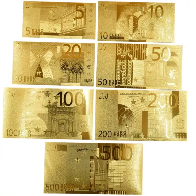 5 bis 500 Euro GOLD-OPTIK Geldscheine Banknoten-Set