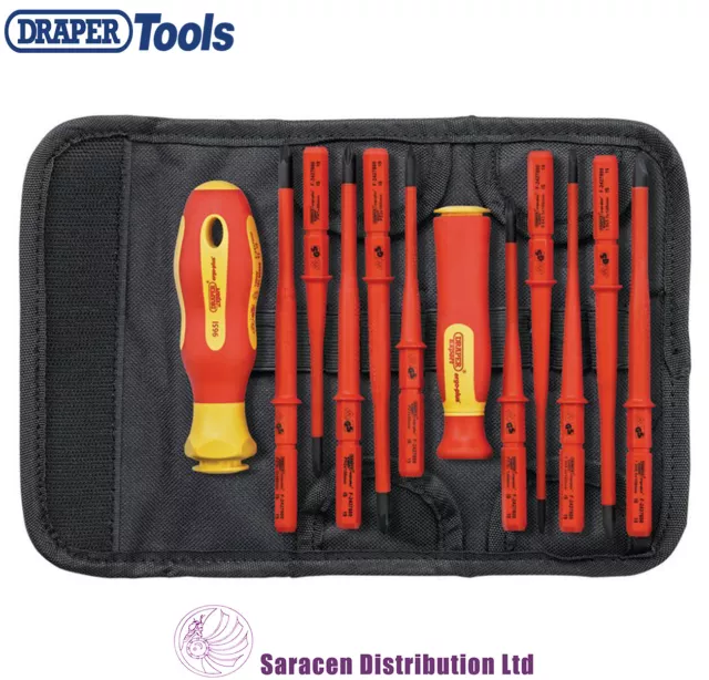 Draper 12 Piece Ergo Plus Extra Slim Interchangeable Vde Screwdriver Set - 70867