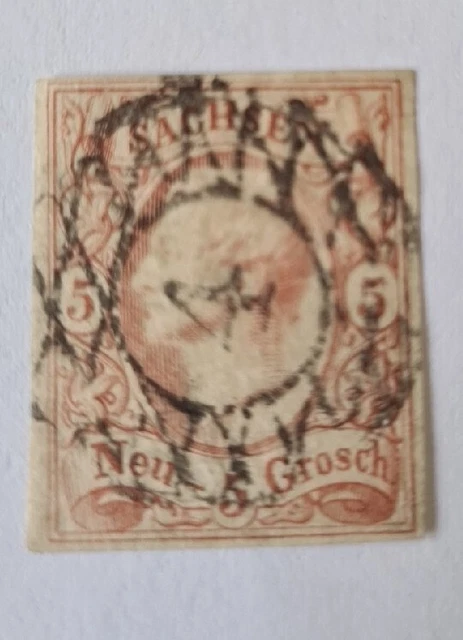 Sachsen, Mi.Nr. 12 Freim. König Johann 1.  (5 Ngr.)