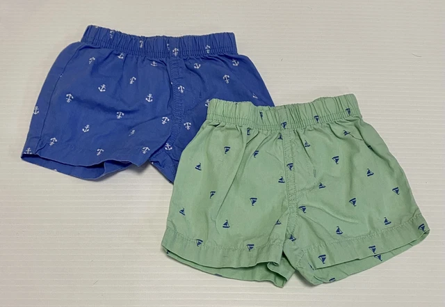 Carters Baby Infant Boys Size 3 Months 2 Piece Nautical Board Shorts Lot 3m 2