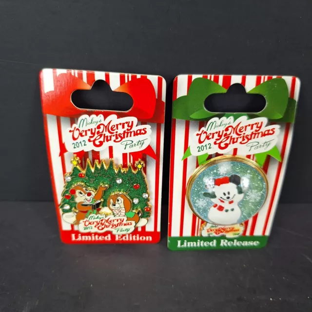 WDW - Mickeys Very Merry Christmas Party 2012 Snowman Chip n Dale Pins Set of 2