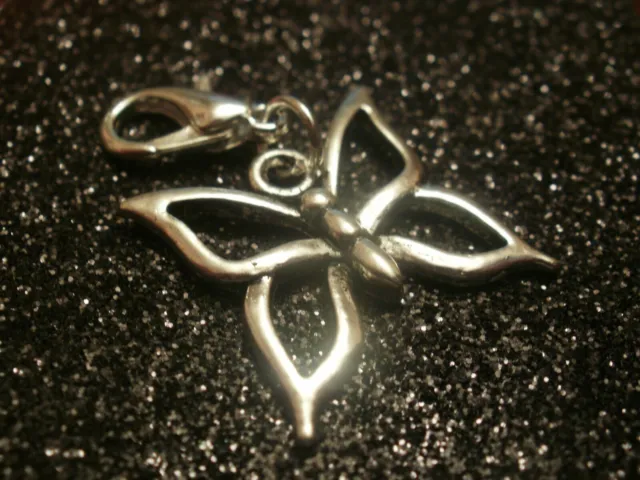 10 Silver Butterfly Clip on Charms for Bracelets Wholesale Jewellery Joblot