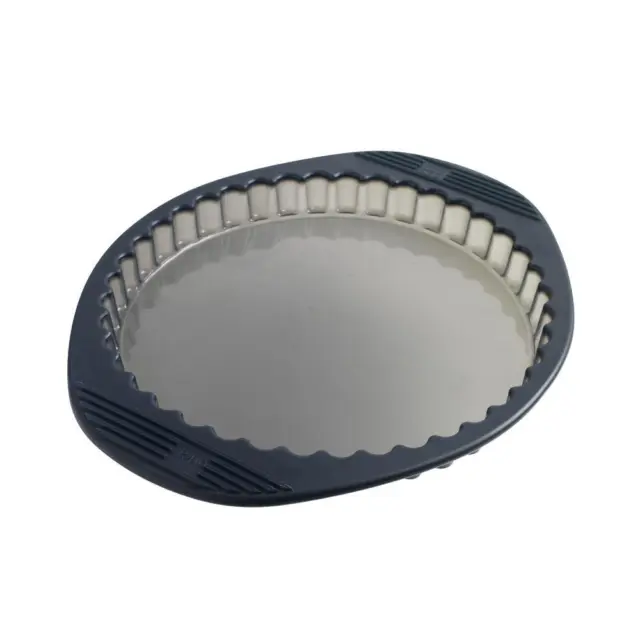 Mastrad Tartenform mit gewelltem Rand Kuchenform Backform Silikon Grau 28 cm
