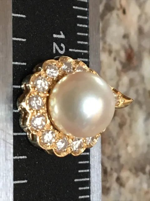 14k yellow gold pearl diamond pendant 1.7g