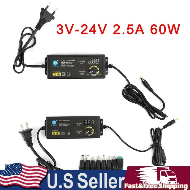 AC/DC 3V24V ELECTRICAL Power Supply Adapter Charger Voltage Adjustable