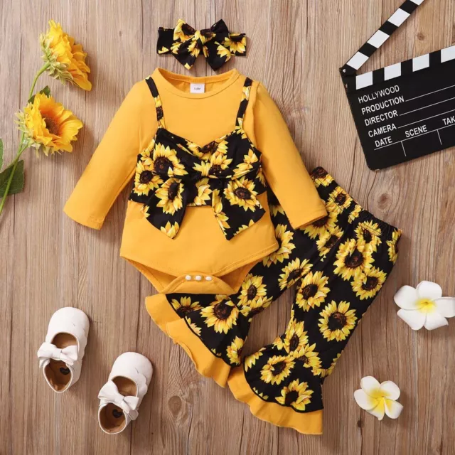 Cuscinetto neonate bambine abiti floridranti pantaloni fascia alta set