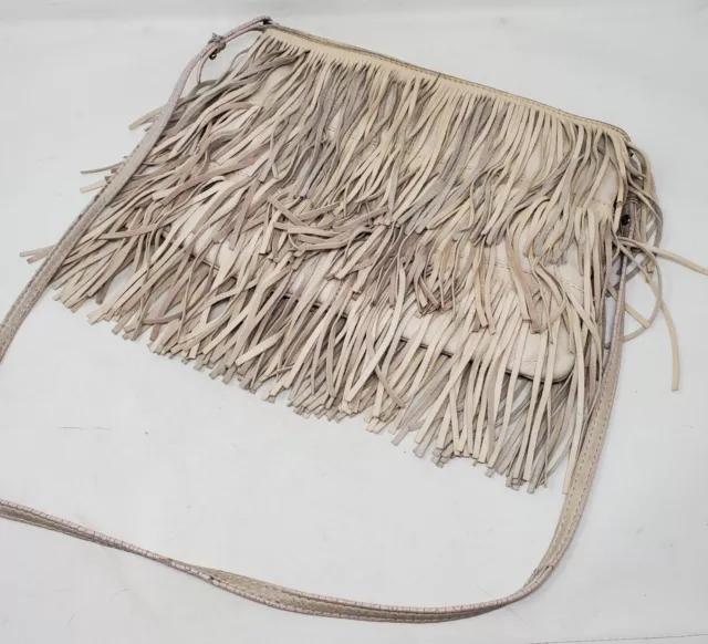 ZARA HANDBAG SUEDE Fringe Crossbody Blush Gray Zip Top Large