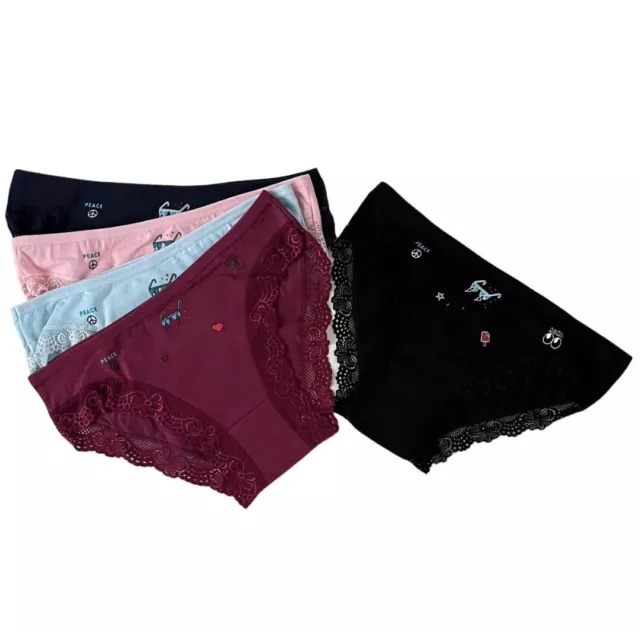Nice 5 Women Bikini Panties Brief Floral Lace Cotton Underwear Size M L XL  F150
